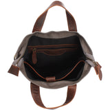 Shopper Henkeltasche Damen Canvas Leder braun grau LE0037