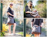 Shopper Henkeltasche Damen Canvas Leder braun grau LE0037