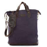 Shopper Henkeltasche Damen Canvas Leder navy LE0037