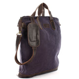 Shopper Henkeltasche Damen Canvas Leder navy LE0037
