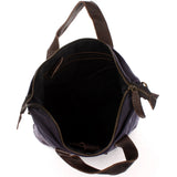 Shopper Henkeltasche Damen Canvas Leder navy LE0037