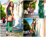 Shopper Schultertasche Damen Handtasche Ledertasche Henkeltasche Leder braun LE0060