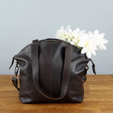 Shopper Schultertasche Damen Handtasche Ledertasche Henkeltasche Leder dunkelbraun LE0060