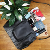 Shopper Schultertasche Henkeltasche Damen Handtasche Leder dunkelgrau LE0061