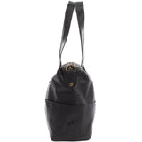 Shopper Schultertasche Henkeltasche Damen Handtasche Leder schwarz LE0061