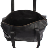 Shopper Schultertasche Henkeltasche Damen Handtasche Leder schwarz LE0061