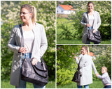 Shopper Schultertasche Henkeltasche Damen Handtasche Leder schwarz LE0061