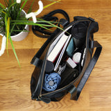 Shopper Schultertasche Henkeltasche Damen Handtasche Leder schwarz LE0061