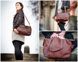 Shopper Schultertasche Henkeltasche Leder braun LE0034