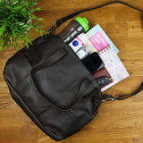 Shopper Schultertasche Henkeltasche Leder dunkelbraun LE0034