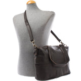 Shopper Schultertasche Henkeltasche Leder dunkelbraun LE0034