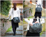 Shopper Schultertasche Henkeltasche Leder grau LE0034