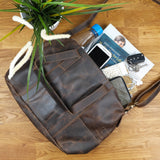 Shopper Schultertasche Henkeltasche Leder schlamm LE0034