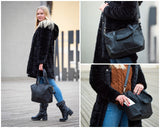 Shopper Schultertasche Henkeltasche Leder schwarz LE0034