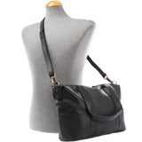 Shopper Schultertasche Henkeltasche Leder schwarz LE0034