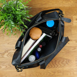 Shopper Schultertasche Henkeltasche Leder schwarz LE0034
