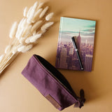 Stiftemappe Federtasche Stifteetui Federmappe Damen Herren Canvas Leder bordeaux LE9026