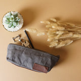 Stiftemappe Federtasche Stifteetui Federmappe Damen Herren Canvas Leder grau LE9026