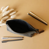 Stiftemappe Federtasche Stifteetui Federmappe Damen Herren Canvas Leder grün LE9026