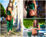 Umhängetasche Beuteltasche Ledertasche Damentasche Leder braun LE0064