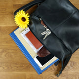 Umhängetasche Beuteltasche Ledertasche Damentasche Leder dunkelgrau LE0064