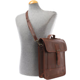 Umhängetasche Freizeittasche Herren Damen Hochformat Leder braun LE3052