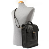 Umhängetasche Freizeittasche Herren Damen Hochformat Leder schwarz LE3052