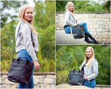 Damentasche Umhängetasche Ledertasche Leder dunkelgrau LE0068