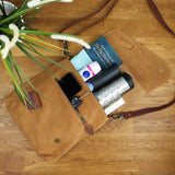 Umhängetasche Ledertasche Damen Schultertasche Wildleder cognac LE3027