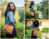 Umhängetasche Ledertasche Damen Schultertasche Wildleder cognac LE3027