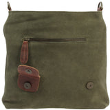 Umhängetasche Ledertasche Damen Schultertasche Wildleder grün LE3027