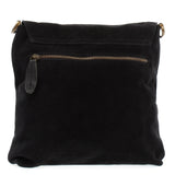 Umhängetasche Schultertasche Veloursleder Leder schwarz LE3027