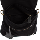 Umhängetasche Schultertasche Veloursleder Leder schwarz LE3027