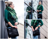 Umhängetasche Schultertasche Veloursleder Leder schwarz LE3027