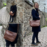 Umhängetasche Ledertasche Damen Herren Schultertasche Leder braun LE0067