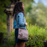 Umhängetasche Ledertasche Damen Schultertasche Wildleder grau LE3027