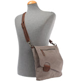 Umhängetasche Ledertasche Damen Schultertasche Wildleder grau LE3027