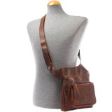 Umhängetasche Schultertasche Crossbag Damen Herren Leder braun LE3015