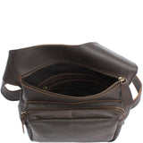 Umhängetasche Schultertasche Crossbag Damen Herren Leder dunkelbraun LE3015