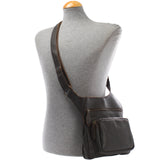 Umhängetasche Schultertasche Crossbag Damen Herren Leder dunkelbraun LE3015