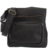 Umhängetasche Schultertasche Crossbag Damen Herren Leder schwarz LE3015