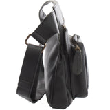 Umhängetasche Schultertasche Crossbag Damen Herren Leder schwarz LE3015