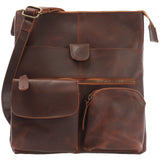 Umhängetasche Schultertasche Damen Herren Used Look Leder braun LE3011