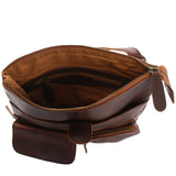 Umhängetasche Schultertasche Damen Herren Used Look Leder braun LE3011