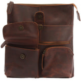 Umhängetasche Schultertasche Damen Herren Used Look Leder braun LE3011