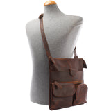 Umhängetasche Schultertasche Damen Herren Used Look Leder braun LE3011