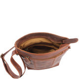 kleine Umhängetasche Schultertasche Freizeittasche Leder braun LE3086