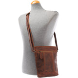 kleine Umhängetasche Schultertasche Freizeittasche Leder braun LE3086