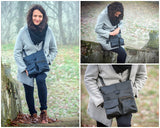 Umhängetasche Schultertasche Damen Herren Used Look Leder schwarz LE3011