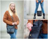 Umhängetasche Schultertasche Damen Herren Used Look Leder schwarz LE3072